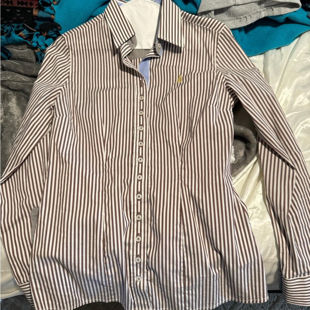 Fior da liso brown striped button up blouse